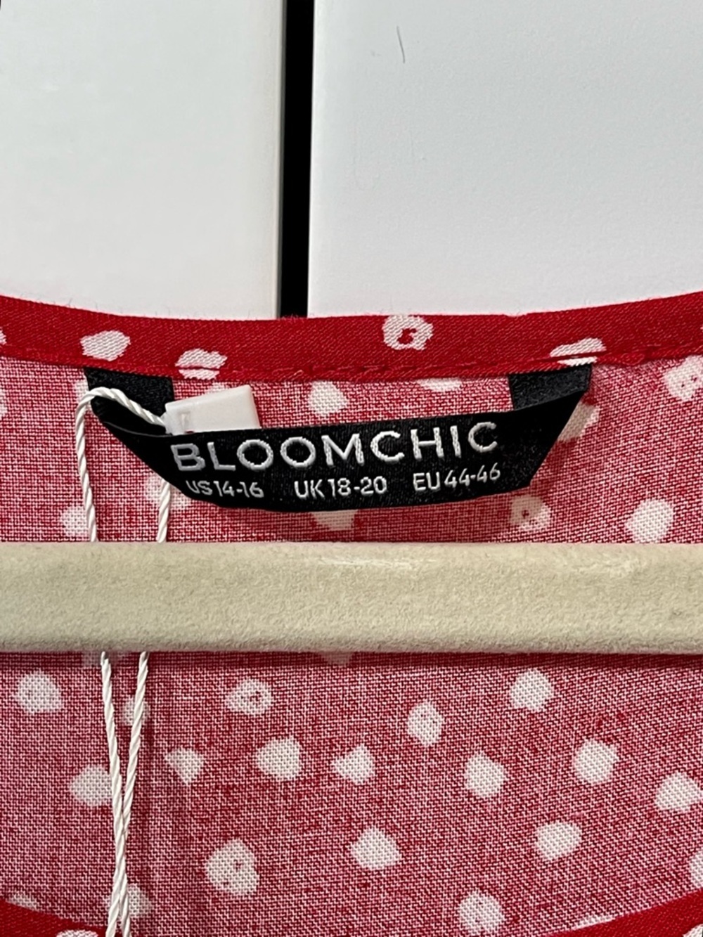BloomChic Red & White Polka Dot Tiered Flutter Sleeve Dress with Pockets - Picture 4 of 7